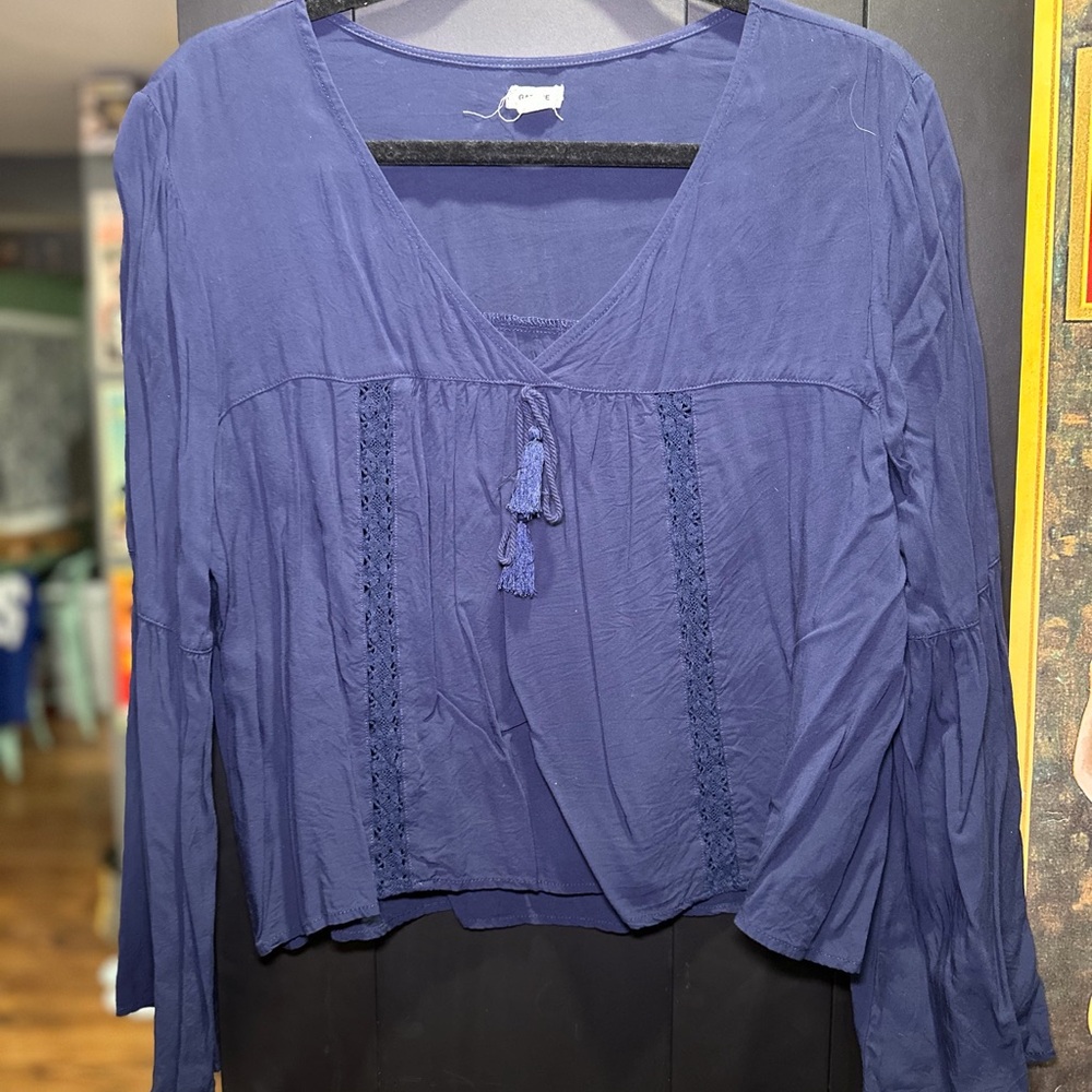 Garage Deep Blue V-Neck Blouse
